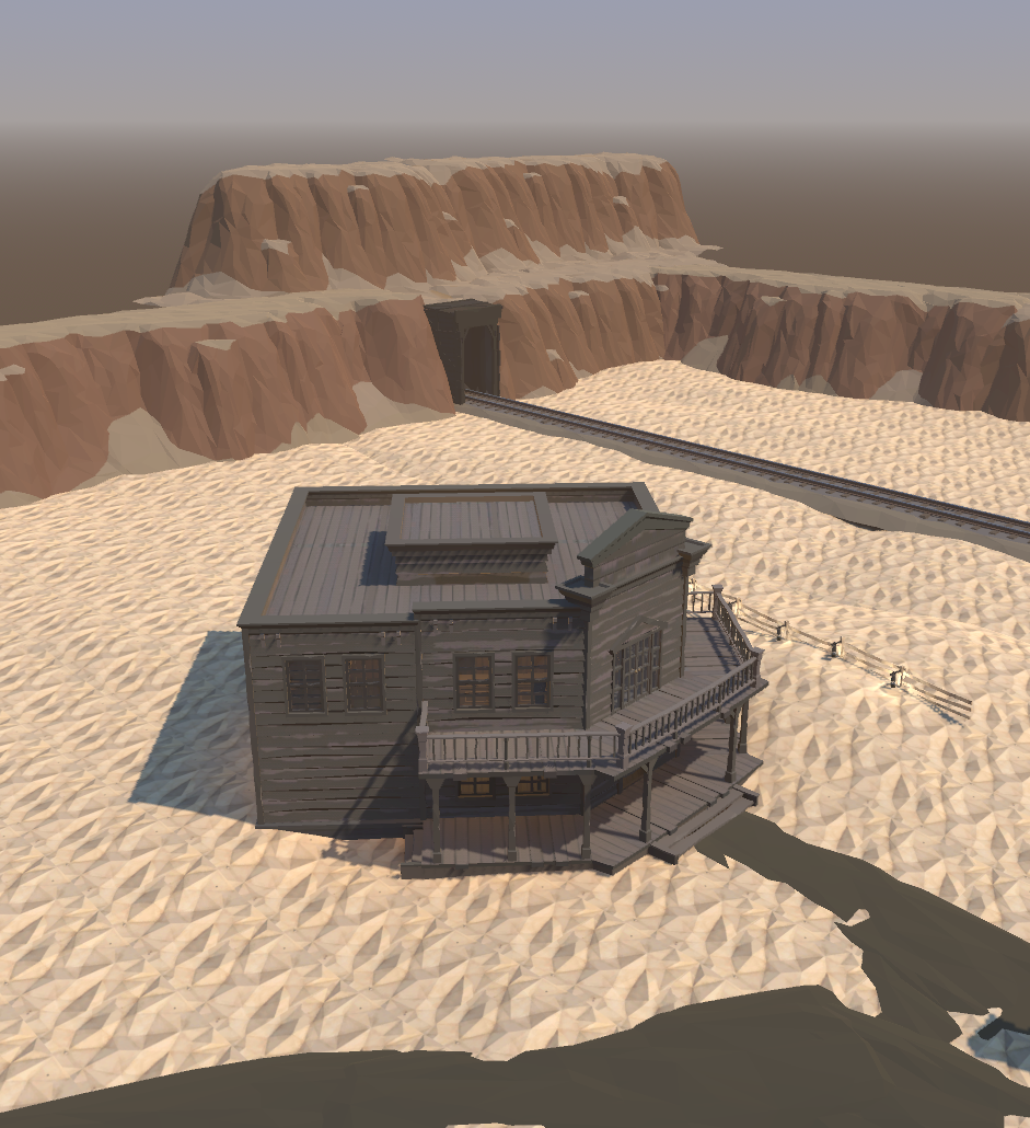 Unaltered Synty saloon, wide view